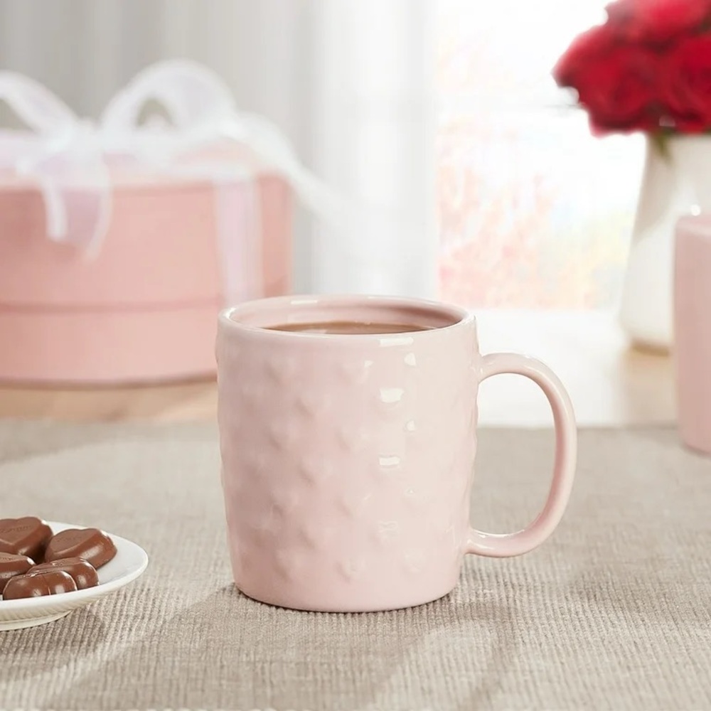 Pink Embossed Heart Mug
